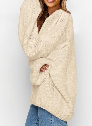 PRETTYGARDEN Women's Fall Trendy Pullover Sweaters Chunky Knit Long Sleeve V Neck Oversized Dressy Casual Cute Tops Blouses in Kuwait