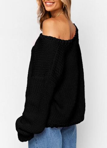 PRETTYGARDEN Women's Fall Trendy Pullover Sweaters Chunky Knit Long Sleeve V Neck Oversized Dressy Casual Cute Tops Blouses in Kuwait