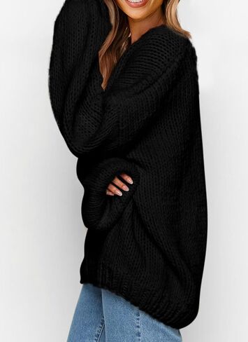 PRETTYGARDEN Women's Fall Trendy Pullover Sweaters Chunky Knit Long Sleeve V Neck Oversized Dressy Casual Cute Tops Blouses in Kuwait
