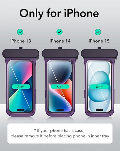 ESR Waterproof Phone Pouch for iPhone 13/14 / 15, Underwater Touch Sensitivity, IPX8 Floating Waterproof Cellphone Case with Lanyard, Dry Bag for Snorkeling, Black, 2 Pack in Saudi Arabia