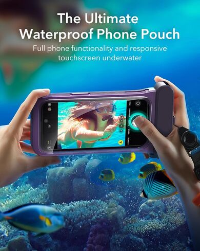 ESR Waterproof Phone Pouch for iPhone 13/14 / 15, Underwater Touch Sensitivity, IPX8 Floating Waterproof Cellphone Case with Lanyard, Dry Bag for Snorkeling, Black, 2 Pack in Saudi Arabia