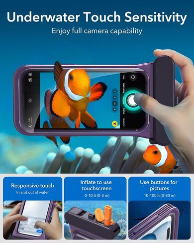 ESR Waterproof Phone Pouch for iPhone 13/14 / 15, Underwater Touch Sensitivity, IPX8 Floating Waterproof Cellphone Case with Lanyard, Dry Bag for Snorkeling, Black, 2 Pack in Saudi Arabia