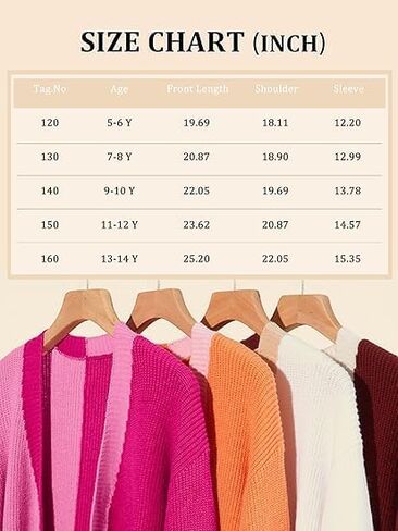 Haloumoning Girls Oversized Batwing Sleeve Cardigan Sweaters Kids Fashion Open Front Color Block Outerwear in Saudi Arabia