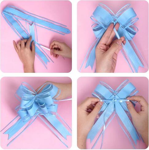 Lystaii 10 PCS Large Pull Bows Wrapping Ribbon Pull Bows Gift Bows for Birthday Presents Wedding Gift Baskets Presents Package Bow Decoration (Pink) in Kuwait