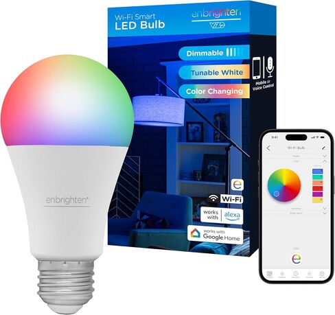Enbrighten Vibe Smart Light Bulb, A19, Dimmable, 2700K-6500K Adjustable White, Works with Alex and Google Home, Wi-Fi Light Bulb, 51336 in Saudi Arabia