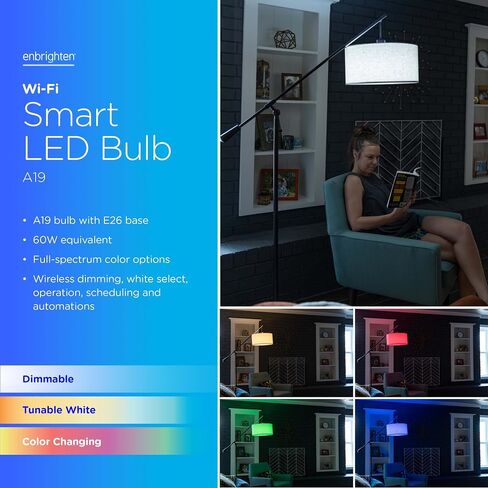 Enbrighten Vibe Smart Light Bulb, A19, Dimmable, 2700K-6500K Adjustable White, Works with Alex and Google Home, Wi-Fi Light Bulb, 51336 in Saudi Arabia