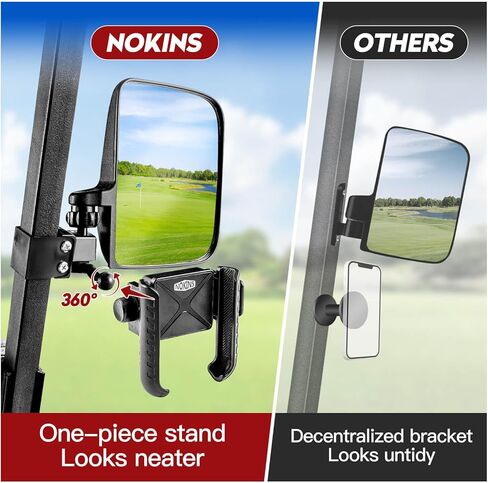 NOKINS مرايا الرؤية الخلفية الجانبية لعربة الجولف وحامل هاتف لعربة الجولف مناسب لسيارة النادي/EZGO TXT RXV/Yamaha وغيرها 0.75 بوصة/1 بوصة/1.25 بوصة مربعة، أنبوب قابل للتعديل 180 درجة مع مجموعة جديدة 2 في 1 in Kuwait