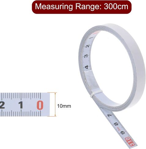 HARFINGTON 2pcs Adhesive Backed Tape Measure 300cm Metric Right to Left Read Sticky Measuring Tape Steel Workbench Ruler, White in Saudi Arabia