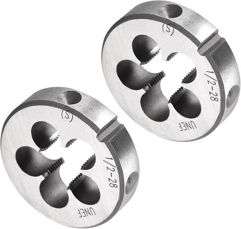 Round Thread Repair Die, 5/16-24 UNF Die 25mm OD, Alloy Tool Steel Right Hand Cylindrical Pipe Threading Tool with 4 Chip Holes - (Applications: for Threading Repairing), 2pieces in Saudi Arabia