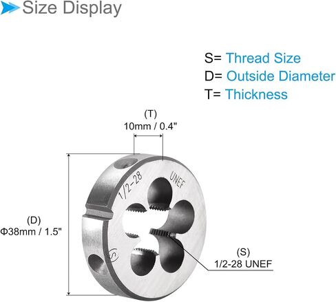 Round Thread Repair Die, 5/16-24 UNF Die 25mm OD, Alloy Tool Steel Right Hand Cylindrical Pipe Threading Tool with 4 Chip Holes - (Applications: for Threading Repairing), 2pieces in Saudi Arabia