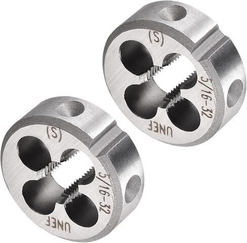 Round Thread Repair Die, 5/16-24 UNF Die 25mm OD, Alloy Tool Steel Right Hand Cylindrical Pipe Threading Tool with 4 Chip Holes - (Applications: for Threading Repairing), 2pieces in Saudi Arabia