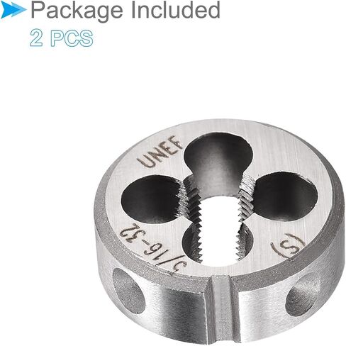 Round Thread Repair Die, 5/16-24 UNF Die 25mm OD, Alloy Tool Steel Right Hand Cylindrical Pipe Threading Tool with 4 Chip Holes - (Applications: for Threading Repairing), 2pieces in Saudi Arabia