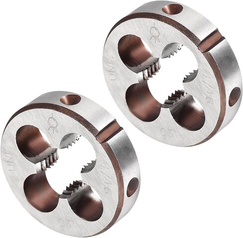 Round Thread Repair Die, 5/16-24 UNF Die 25mm OD, Alloy Tool Steel Right Hand Cylindrical Pipe Threading Tool with 4 Chip Holes - (Applications: for Threading Repairing), 2pieces in Saudi Arabia