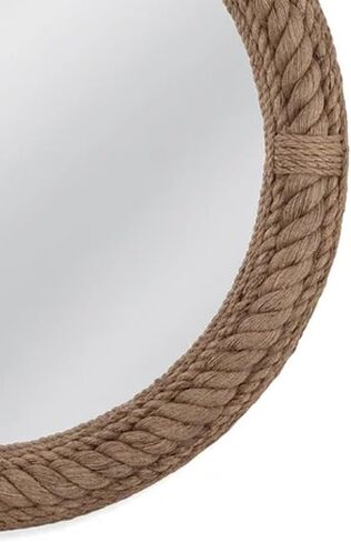 Premium Nautical Round Rope Mirror - Brwon Framed Full Length Wall Mirror for Makeup and Home Decor Modern Decorative for Bathroom, Living Room, Bedroom (18 Inch) in Saudi Arabia