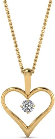 14K Gold 1/10 Carat Round Cut Lab Grown Diamond Solitaire Heart Necklace Pendant With 18" Chain For Her 10K/Silver (SI1-SI2 Clarity, G-H Color, 0.10 Ctw) Premium Collection in Saudi Arabia