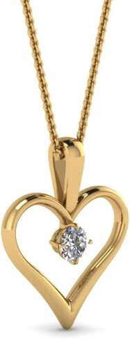 14K Gold 1/10 Carat Round Cut Lab Grown Diamond Solitaire Heart Necklace Pendant With 18" Chain For Her 10K/Silver (SI1-SI2 Clarity, G-H Color, 0.10 Ctw) Premium Collection in Saudi Arabia