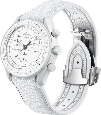 Strap for Omega x Swatch MoonSwatch Watch 20mm,Folding Buckle Band Compatible Omega X Swatch Moonswatch Speedmaster,Curved No Gap Replacement Strap fo Swatch Omega Men Women in Saudi Arabia