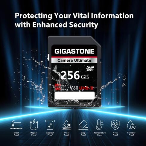 GIGASTONE 512GB SD Card UHS-II V60 U3 SDXC Memory Card High Speed Read up to 280MB/s 4K Ultra HD UHD Video for DSLR Canon Nikon Sony Pentax Kodak Olympus Panasonic Digital Camera, with 1 Mini case in Saudi Arabia