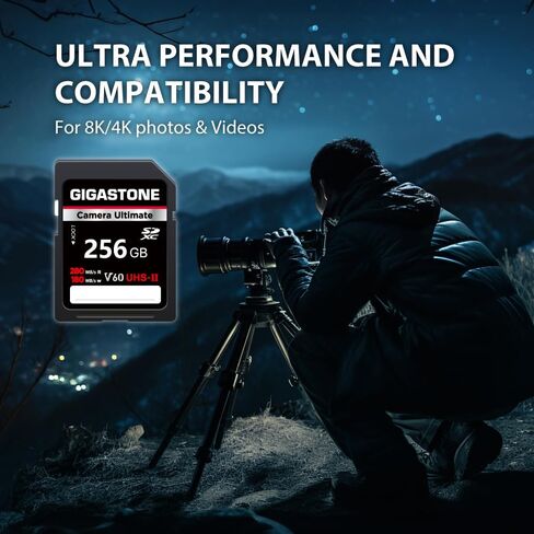 GIGASTONE 512GB SD Card UHS-II V60 U3 SDXC Memory Card High Speed Read up to 280MB/s 4K Ultra HD UHD Video for DSLR Canon Nikon Sony Pentax Kodak Olympus Panasonic Digital Camera, with 1 Mini case in Saudi Arabia