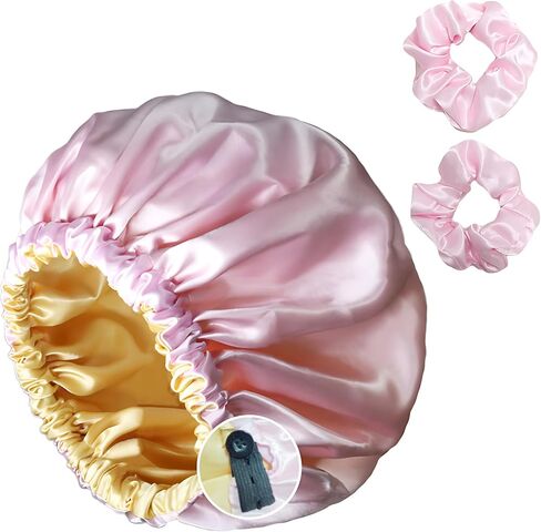 Satin Bonnet for Sleeping Women Adjustable Double Layer Satin Bonnet Silk Hair Bonnet Natural Curly Hair Night Sleep Cap in Saudi Arabia