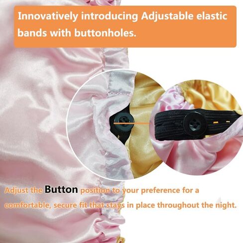 Satin Bonnet for Sleeping Women Adjustable Double Layer Satin Bonnet Silk Hair Bonnet Natural Curly Hair Night Sleep Cap in Saudi Arabia