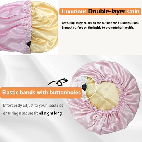 Satin Bonnet for Sleeping Women Adjustable Double Layer Satin Bonnet Silk Hair Bonnet Natural Curly Hair Night Sleep Cap in Saudi Arabia