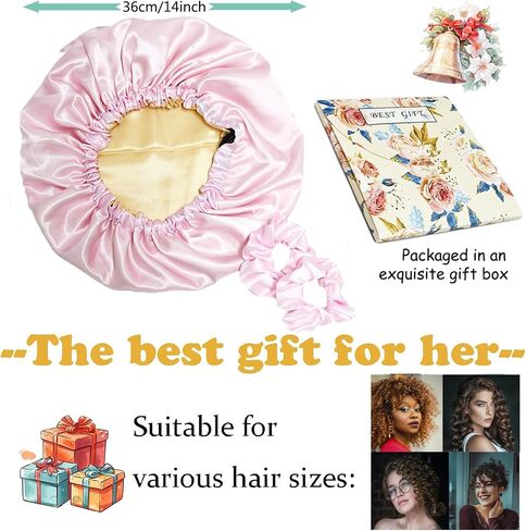Satin Bonnet for Sleeping Women Adjustable Double Layer Satin Bonnet Silk Hair Bonnet Natural Curly Hair Night Sleep Cap in Saudi Arabia