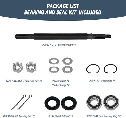 Golf Cart Driver/Passenger Side Rear Axle Shaft with Bearing Seal Kit Fits for EZGO TXT/Medalist 1994-2013 Electric Models, Replace OEM #20377G11#20377G12(Not fit for GAS Golf Cart) in Saudi Arabia
