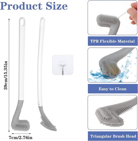 Sibba Golf Toilet Brush Flexible Long Handled Scrubber Deep Bowl Cleaning Scraper Quick Drying Brush with Hook Spin Clean Tool Toilet Brushes Bathroom Accessories (White) in Saudi Arabia
