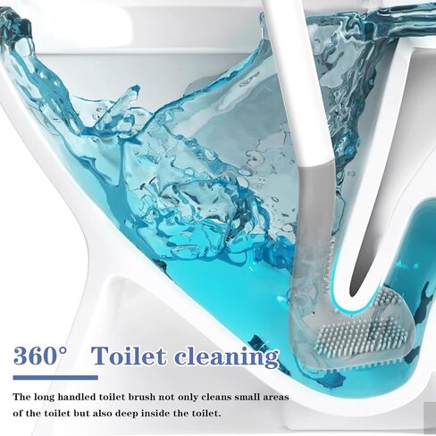 Sibba Golf Toilet Brush Flexible Long Handled Scrubber Deep Bowl Cleaning Scraper Quick Drying Brush with Hook Spin Clean Tool Toilet Brushes Bathroom Accessories (White) in Saudi Arabia