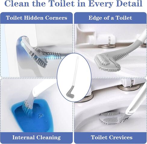 Sibba Golf Toilet Brush Flexible Long Handled Scrubber Deep Bowl Cleaning Scraper Quick Drying Brush with Hook Spin Clean Tool Toilet Brushes Bathroom Accessories (White) in Saudi Arabia