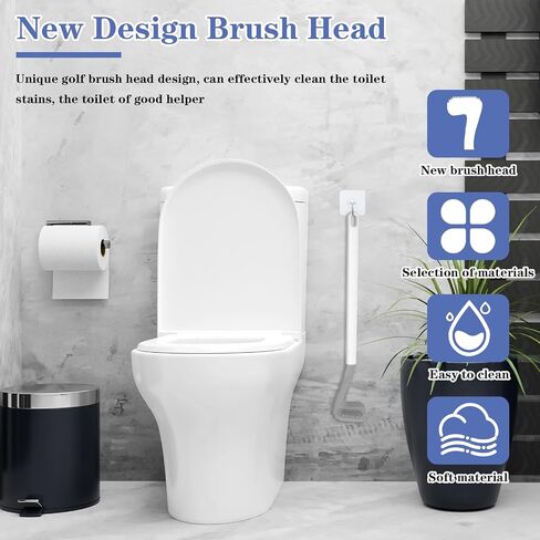 Sibba Golf Toilet Brush Flexible Long Handled Scrubber Deep Bowl Cleaning Scraper Quick Drying Brush with Hook Spin Clean Tool Toilet Brushes Bathroom Accessories (White) in Saudi Arabia