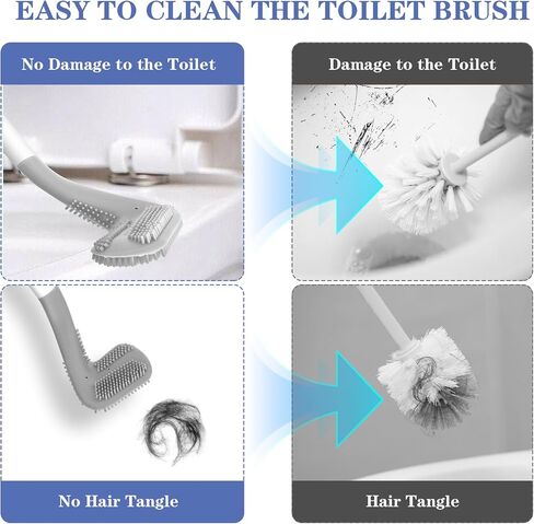 Sibba Golf Toilet Brush Flexible Long Handled Scrubber Deep Bowl Cleaning Scraper Quick Drying Brush with Hook Spin Clean Tool Toilet Brushes Bathroom Accessories (White) in Saudi Arabia