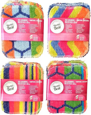 World's Best Flat Pot Scrubbers. Dishwasher Safe. Assorted Colors (12) in Saudi Arabia