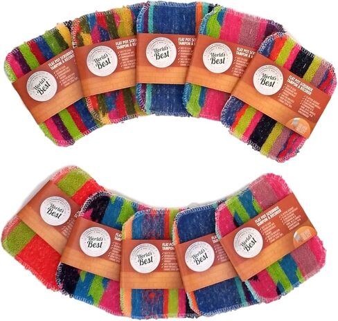 World's Best Flat Pot Scrubbers. Dishwasher Safe. Assorted Colors (12) in Saudi Arabia