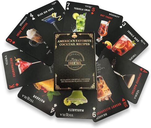 أساسيات البار للمنزل 135+ بطاقات وصفات الكوكتيل. هدايا لمحبي الكحول. بطاقات Mixology باللون الأحمر/الأسود + حزمة الرسوم البيانية لشريط المشروبات الكحولية. (رسوم بيانية مطبوعة على الجانبين) in Saudi Arabia