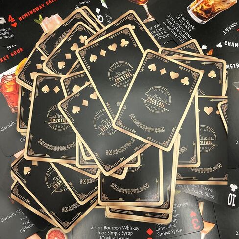 أساسيات البار للمنزل 135+ بطاقات وصفات الكوكتيل. هدايا لمحبي الكحول. بطاقات Mixology باللون الأحمر/الأسود + حزمة الرسوم البيانية لشريط المشروبات الكحولية. (رسوم بيانية مطبوعة على الجانبين) in Saudi Arabia