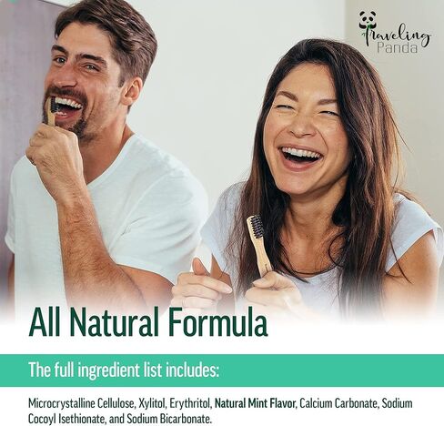 Travel Toothpaste Tablets, Chewable Charcoal Whitening Tabs, No Water Required Perfect Traveling Essentials for On The Go Teeth Brushing, Vegan and No Sugar, Mint 60 Tablets in Saudi Arabia