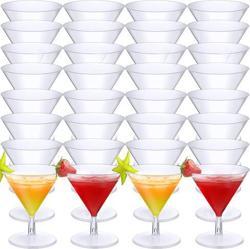 100 Packs Clear Plastic Martini Glasses 2oz Disposable Cocktail Glasses Mini Dessert Cups Shooter Shot Glasses for Parties Wedding Events, Cocktails Parties in Saudi Arabia