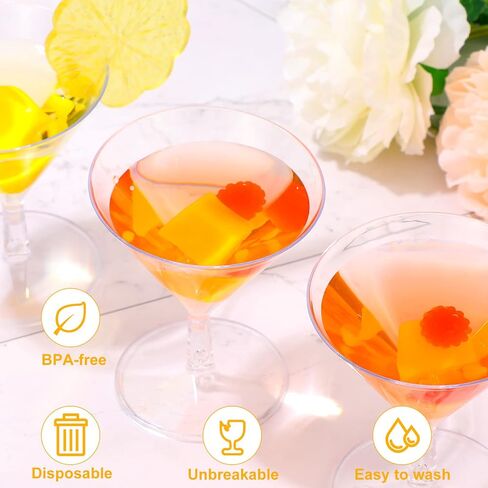 100 Packs Clear Plastic Martini Glasses 2oz Disposable Cocktail Glasses Mini Dessert Cups Shooter Shot Glasses for Parties Wedding Events, Cocktails Parties in Saudi Arabia
