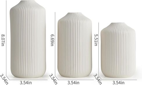 Octdays White Ceramic Vase Decor: Modern Boho Vase Set of 3 for Home Decor Minimalist Decorative Vase Texture Vases for Living Room Centerpiece Table Office Entryway Decoration in Saudi Arabia