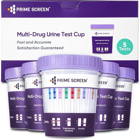 Prime Screen-12 Panel Multi Drug Urine Test Compact Cup (THC 50,AMP,BAR,BUP,BZO,COC,mAMP/MET,MDMA,MOP/OPI,MTD,OXY,PCP) C-Cup-[10 Pack]- CDOA-6125 in Saudi Arabia