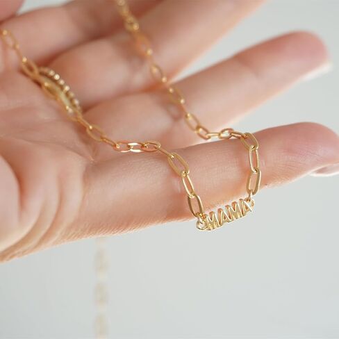 Mama Bracelet For Women, To My Mom 18k Gold Plated Mini Letter Box Paperclip Chain Stainless Steel Mothers Day Statement Gift Jewelry in Kuwait