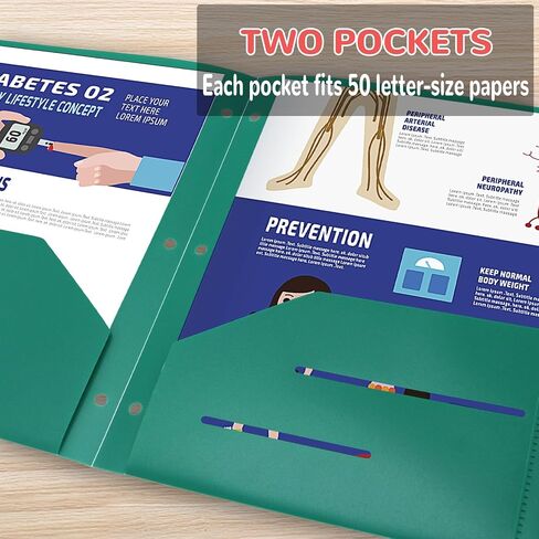 6 Packs Plastic Folders with Pockets and Prongs, Multicolor Pocket Folders with Prongs, 2 Pocket 3 Prong Folders for School, College, Home, Office and Work in Saudi Arabia