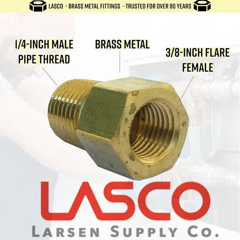 LASCO 17-4629 3/8 بوصة مضيئة بواسطة 1/4 بوصة محول نحاسي لخيط الأنبوب الأنثوي in Saudi Arabia