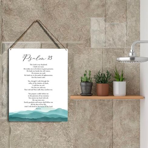 الرب هو بلدي الراعي الكتاب المقدس الآية الخشبية علامة ريفي مزمور 23 ألوان مائية مسيحية خشبية معلقة لوحة للمنزل مكتب الحضانة جدار الفن الديكور 8 × 10 بوصة الحاضر in Kuwait