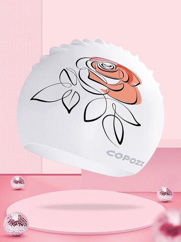 COPOZZ Adult Swim Caps, Silicone Waterproof Comfy Bathing Cap Swimming Hat for Long and Short Hair (Butterfly-12yrs+) in Saudi Arabia