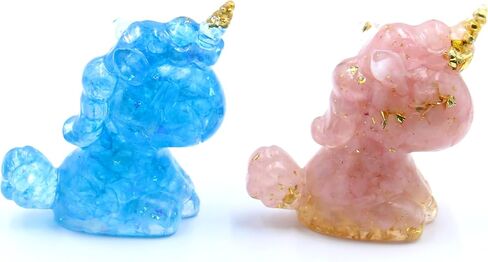 3'' Handcrafted Unicorn Natural Crystal Stone Epoxy Resin Figurines, Collectibles of Colorful Unicorn Ornaments 2pcs, Gifts and Desktop Decoration for Interior Space and Reiki (Dreamy Couple) in Saudi Arabia