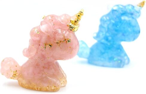 3'' Handcrafted Unicorn Natural Crystal Stone Epoxy Resin Figurines, Collectibles of Colorful Unicorn Ornaments 2pcs, Gifts and Desktop Decoration for Interior Space and Reiki (Dreamy Couple) in Saudi Arabia