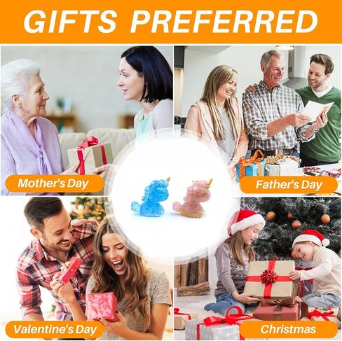 3'' Handcrafted Unicorn Natural Crystal Stone Epoxy Resin Figurines, Collectibles of Colorful Unicorn Ornaments 2pcs, Gifts and Desktop Decoration for Interior Space and Reiki (Dreamy Couple) in Saudi Arabia